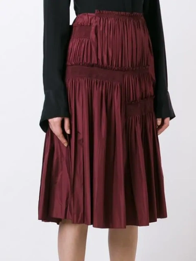 Shop Nina Ricci Pleated A-line Skirt In Red