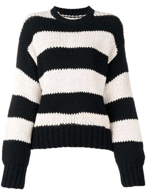 Rta Striped Crewneck Sweatshirt In Black | ModeSens