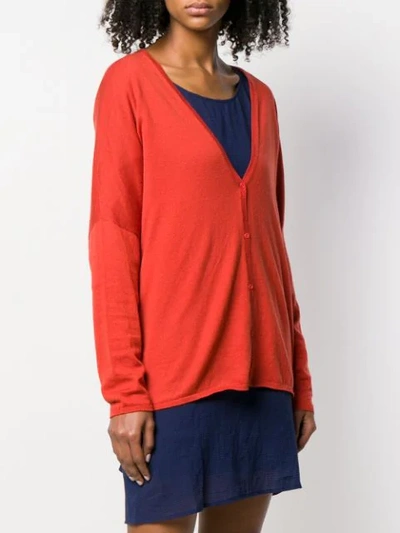 Shop Apuntob Knitted Cardigan In Red