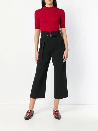 RED VALENTINO HIGH WAISTED CROPPED TROUSERS - 黑色
