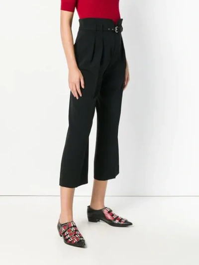 RED VALENTINO HIGH WAISTED CROPPED TROUSERS - 黑色
