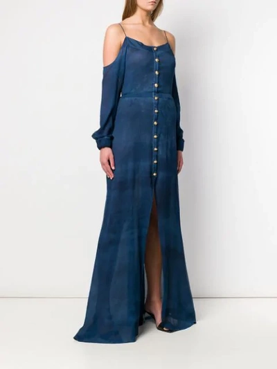 Shop Balmain Button-down Maxi Dress In Blue