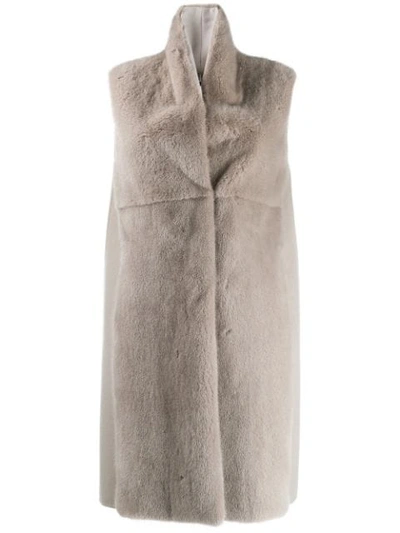Shop Manzoni 24 Sleeveless Coat In Grey