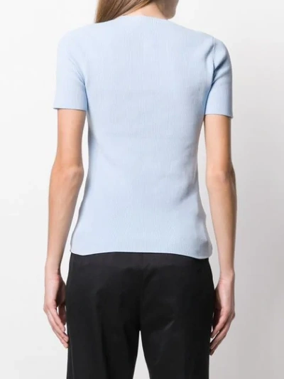 Shop Helmut Lang Zip Front Knit T-shirt In Blue