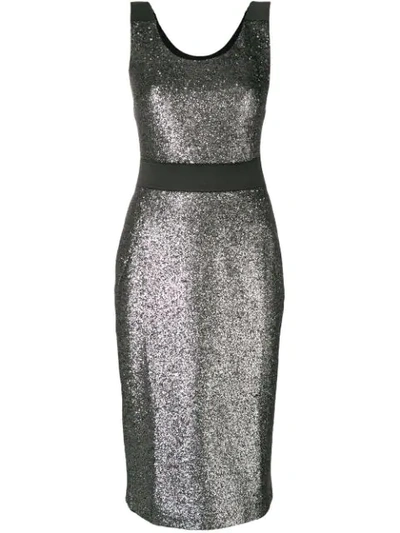 Shop Boutique Moschino Sequin Embellished Dress In Metallic