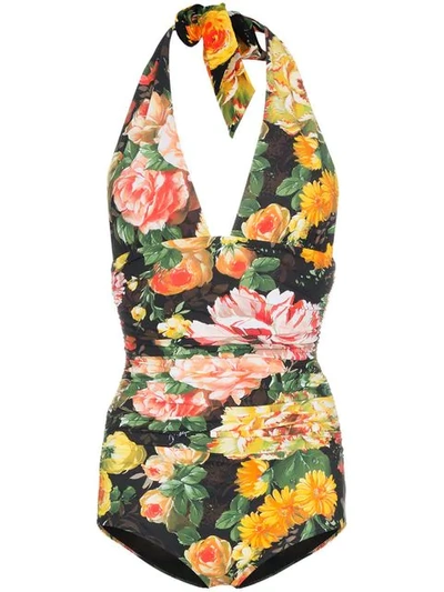 Shop Dolce & Gabbana Floral Print Swimsuit In Multicolour