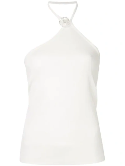 Shop Christopher Esber Button Detail Halterneck Top In White