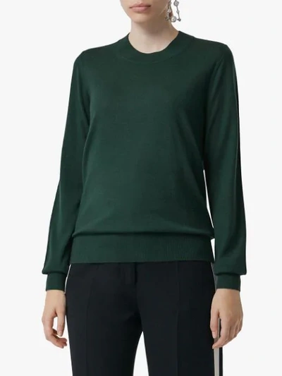 Shop Burberry Crew Neck Sweater In Green