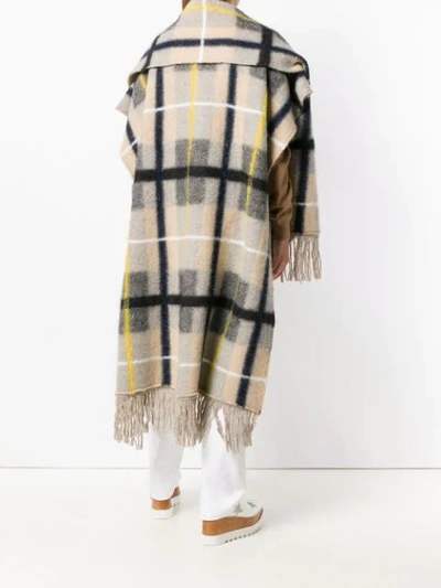 Shop Stella Mccartney Check Knitted Poncho In Neutrals