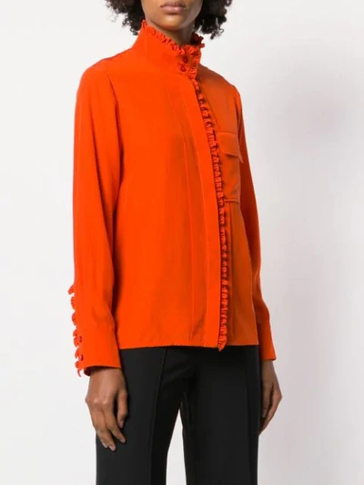 Shop Chloé Frilled Band Collar Blouse In Orange