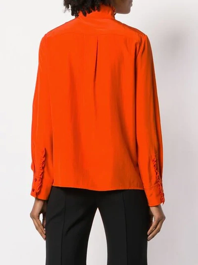 Shop Chloé Frilled Band Collar Blouse In Orange