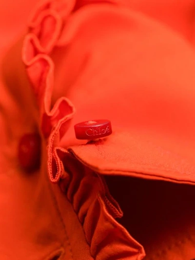 Shop Chloé Frilled Band Collar Blouse In Orange