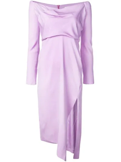 Shop Michelle Mason Cowl Neck Dress In Purple