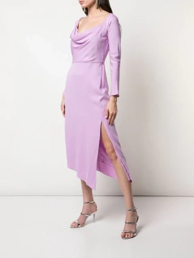 Shop Michelle Mason Cowl Neck Dress In Purple