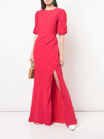 Shop Saloni Flared Long Dress In Red