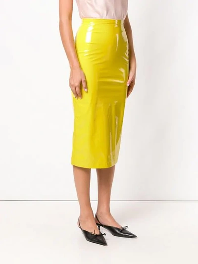 Shop N°21 Vinyl Pencil Skirt In Yellow