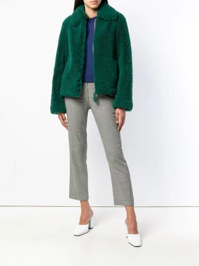 Shop Cedric Charlier Shearling Coat In Green