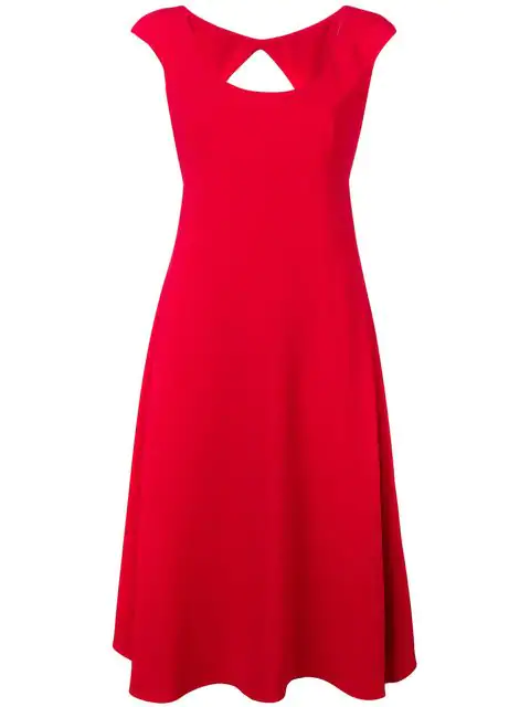 red fit and flare midi dress