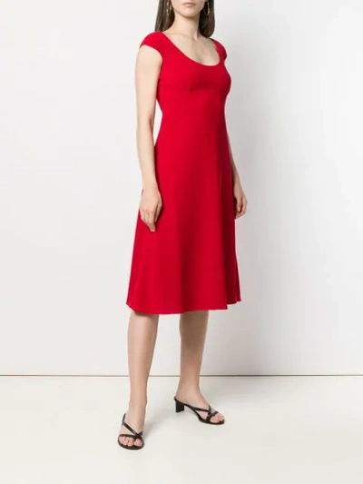 Shop Aspesi Classic Fit-and-flare Midi Dress In Red