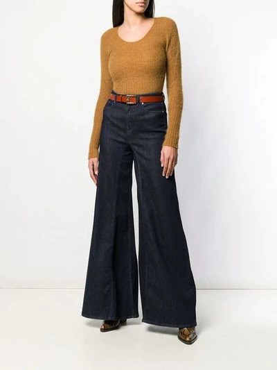 Shop Alberta Ferretti High Waisted Flared Jeans In Blue