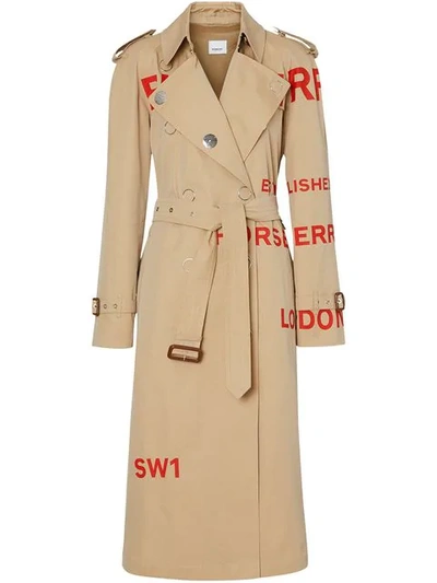 Shop Burberry Horseferry Print Trench Coat In Neutrals