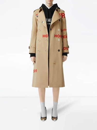 Shop Burberry Horseferry Print Trench Coat In Neutrals