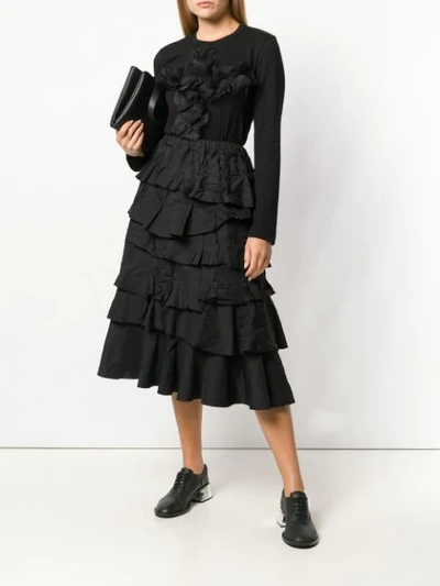 Shop Comme Des Garçons Comme Des Garçons Ruffle Midi Skirt - Black
