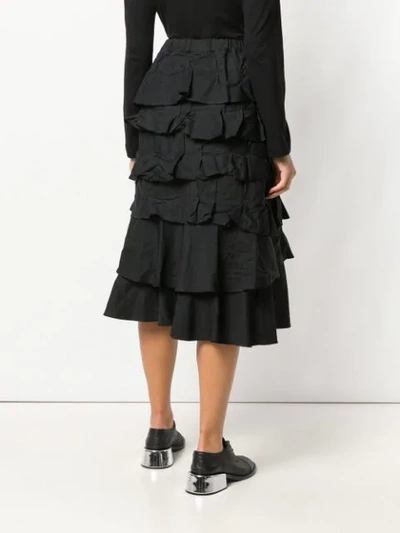 Shop Comme Des Garçons Comme Des Garçons Ruffle Midi Skirt - Black