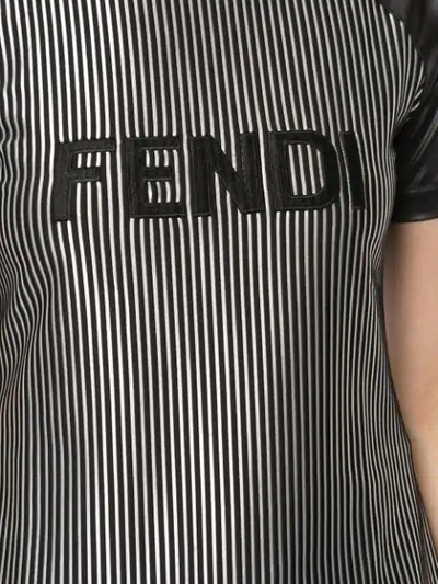 Pre-owned Fendi Striped Logo T-shirt In Black