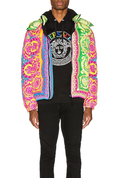 Shop Versace Puffer Jacket In Multi
