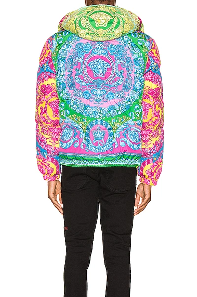 Shop Versace Puffer Jacket In Multi