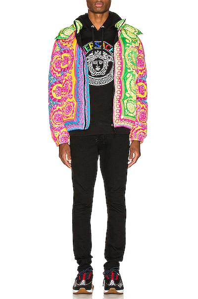 Shop Versace Puffer Jacket In Multi