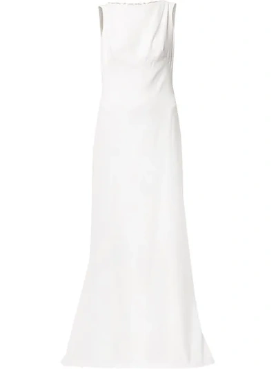 Shop Tadashi Shoji Back Embroidered Gown In White