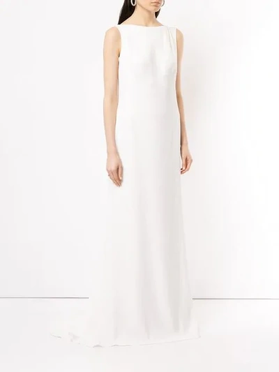 Shop Tadashi Shoji Back Embroidered Gown In White