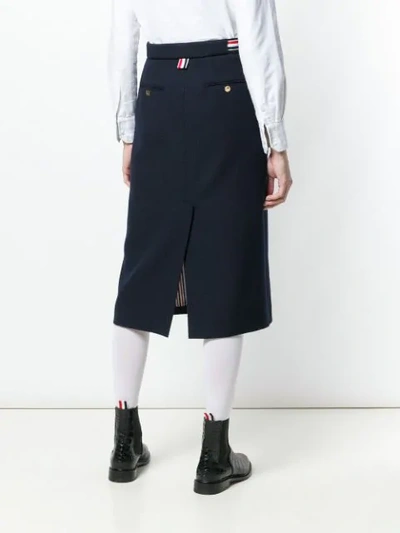 Shop Thom Browne 4-bar Basketweave Sack Skirt In Blue