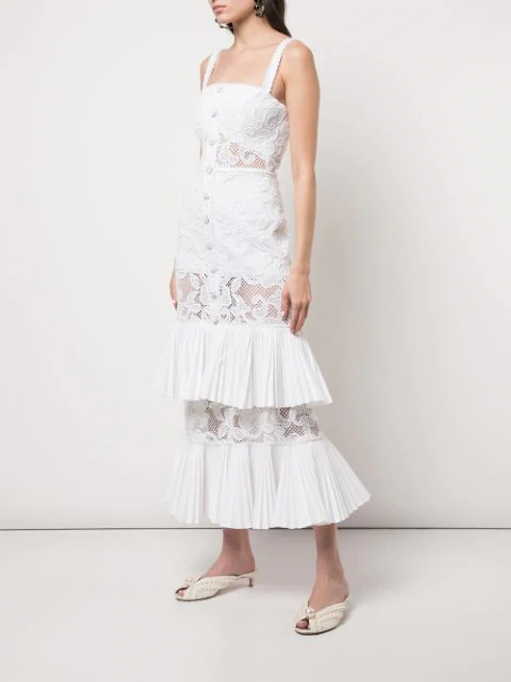 Alexis Lyssa Tiered Ruffle Lace Dress In White ModeSens