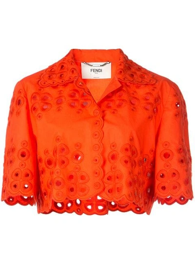Shop Fendi Bahamas Cropped Jacket In Orange
