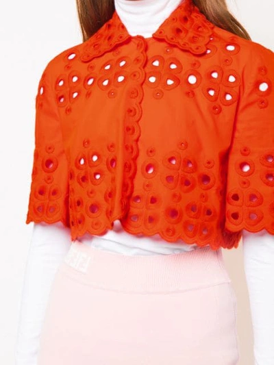 Shop Fendi Bahamas Cropped Jacket In Orange