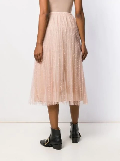 Shop Red Valentino Tulle Embroidered Polka Dots Skirt In Neutrals