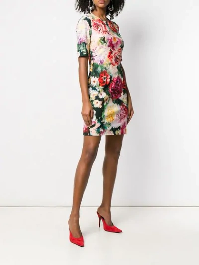 Shop Dolce & Gabbana Floral Print Dress In Hnt68 Fiori Fdo.nero