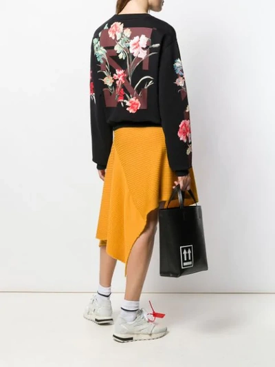 Shop Off-white Floral Logo Print Sweatshirt In Black