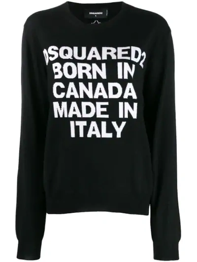 Shop Dsquared2 Intarsia Logo Knitted Sweater In Black