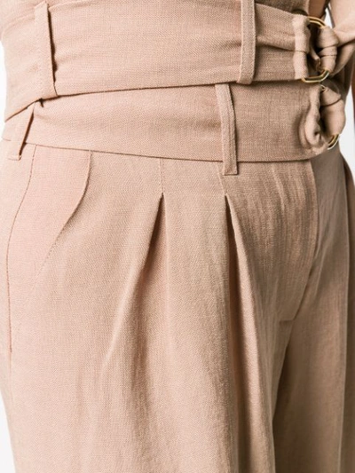 Shop Nanushka Belted Cropped Trousers In Neutrals