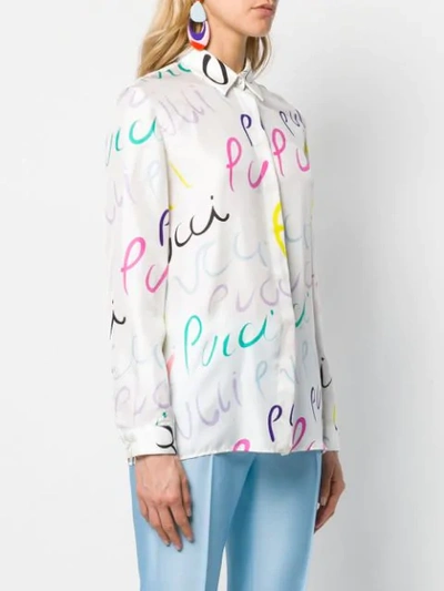 Shop Emilio Pucci Pucci Pucci Print Silk Shirt In White