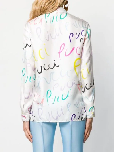 Shop Emilio Pucci Pucci Pucci Print Silk Shirt In White