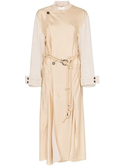 Shop Chloé Belted Wrap Trench Coat In Neutrals