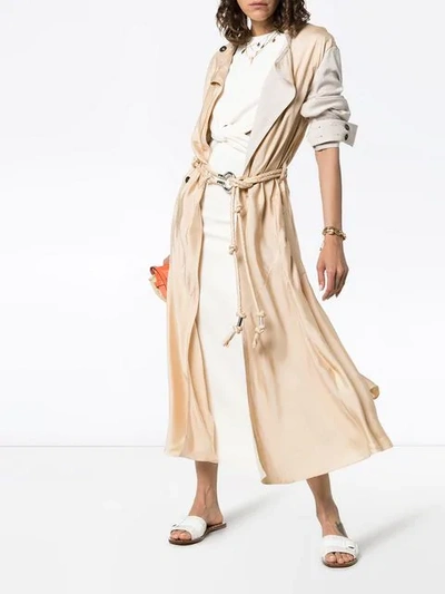 Shop Chloé Belted Wrap Trench Coat In Neutrals