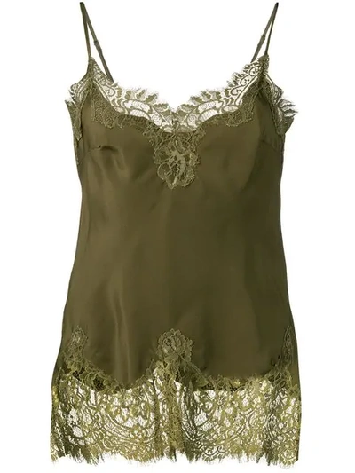 Shop Gold Hawk Lace Panel Top In Green