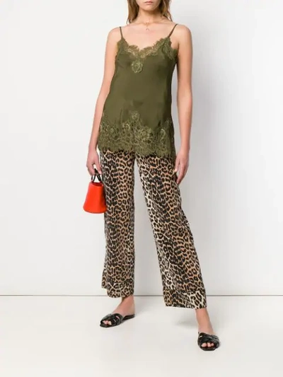 Shop Gold Hawk Lace Panel Top In Green