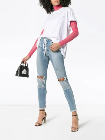 Shop Ben Taverniti Unravel Project Skinny Stonewash Ripped Skinny Jeans In Blue